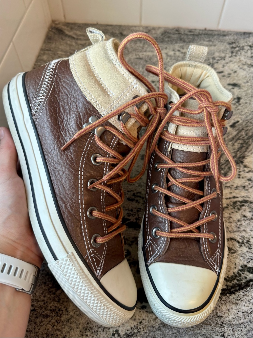 Converse All Star Hiker 2 Brown Leather High Tops. M 6/W 8. EUC. (2014)
